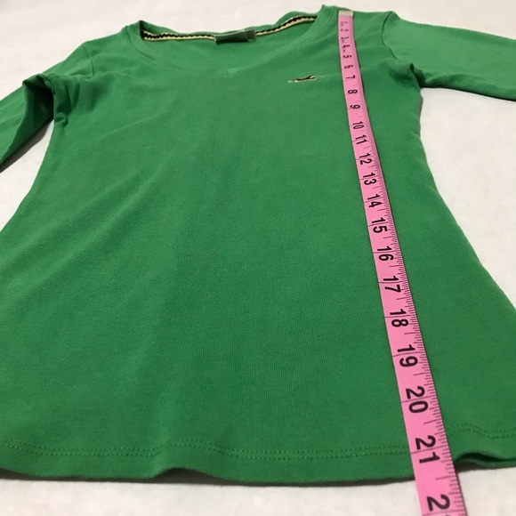 Hollister Girls S Green V-neckline Long Sleeves Pullover Top Blouse - Picture 9 of 14